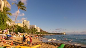 Waikiki Beach on the Hawaiian island of Oahu is one of the best known beaches in the world.